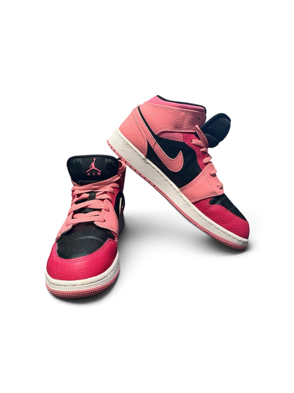 Pink and Black High-Top Jordan Air Sneakers - Size 6.5 Youth